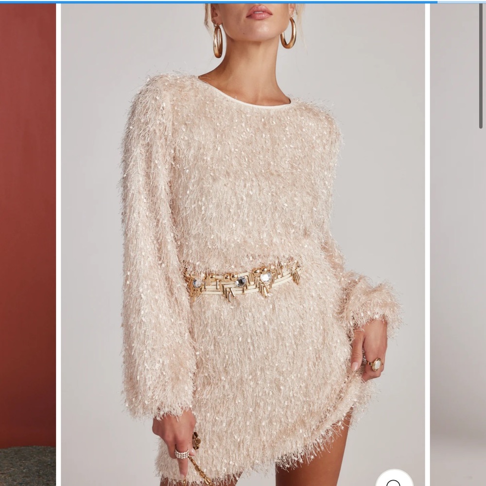 Beige fringe dress